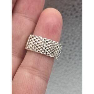 Authentic Tiffany & Co Sterling Silver Somerset Mesh Band Ring Size 7